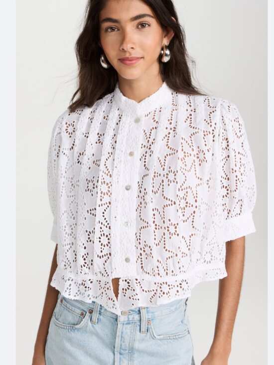 Alix Of Bohemia Tops - Alix of Bohemia Rhiannon star anglaise eyelet white blouse/shirt/top Sz M